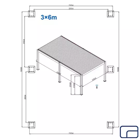 King Pergola Gazebo Electric 3x6m