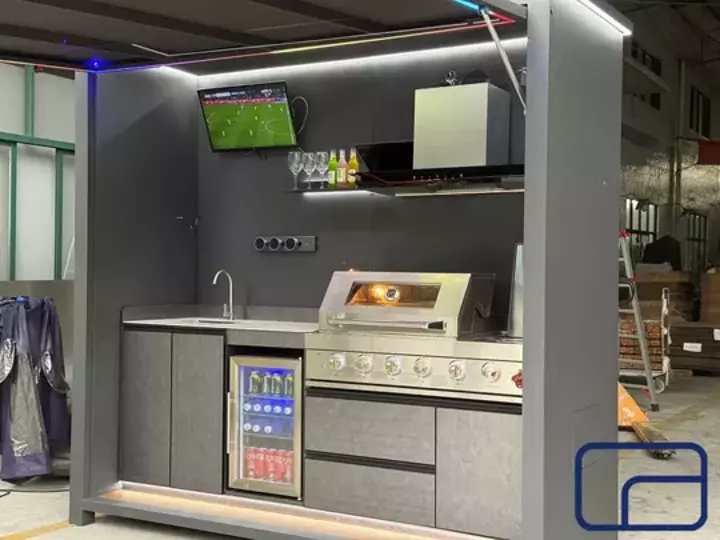 All-Weather Premium Outdoor Kitchen with Built-In TV