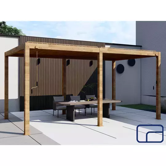 Wood-Effect Free Standing King Aluminium Pergola 3x8m