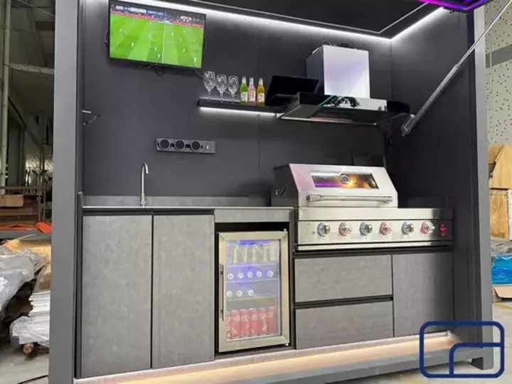 All-Weather Premium Outdoor Kitchen with Built-In TV