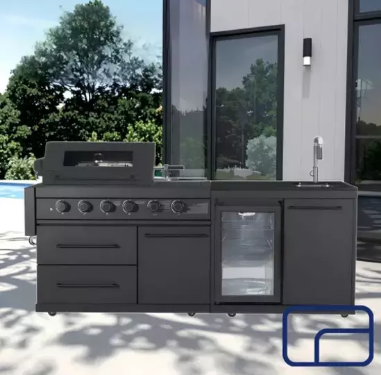 Stainless Steel Outdoor Kitchen with Dual Fridge