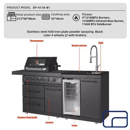 Stainless Steel Outdoor Kitchen with Dual Fridge