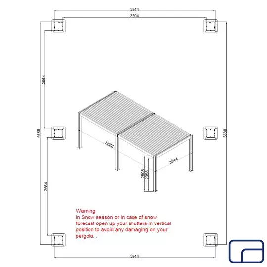 Queen Free Standing Pergola Electric 4x6m
