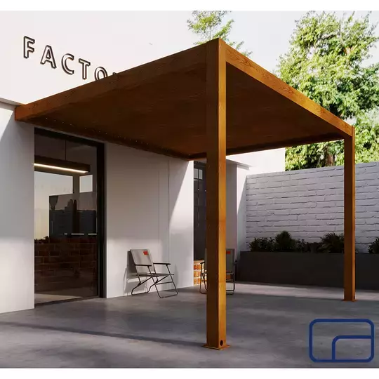 Wood-Effect Wall-Mounted Aluminium Pergola 3x4m