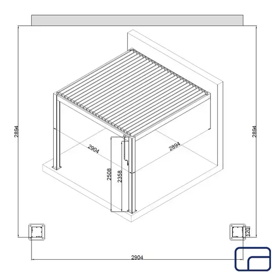 Wall Mounted Pergola Gazebo 3x3m