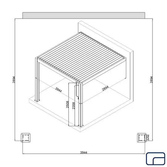Wall Mounted Pergola Gazebo 3x4m
