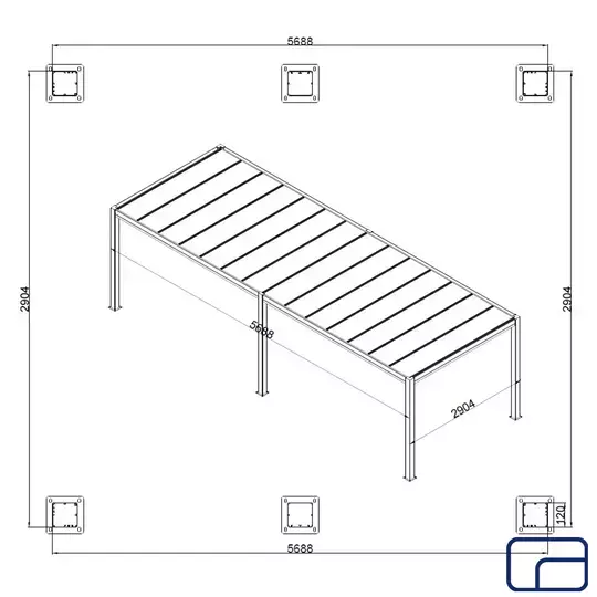King Free Standing Polycarbonate Pergola 3x6m