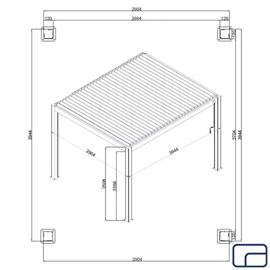 Aluminium Pergola Gazebo 3x4m