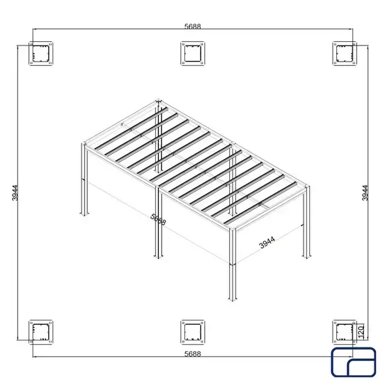 Queen Free Standing Polycarbonate Pergola 4x6m