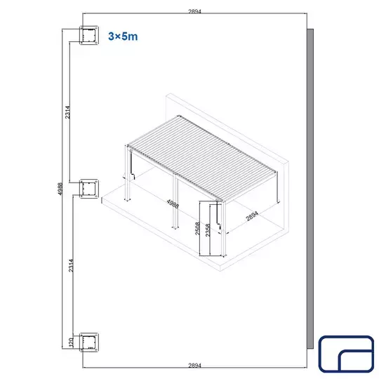 King Wall Mounted Pergola 3x5m