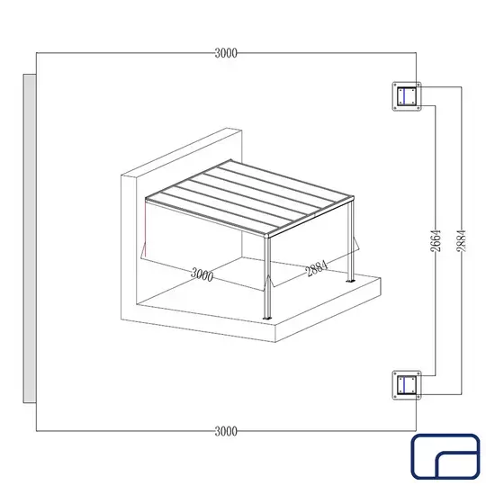 Wall Mounted Polycarbonate Pergola 3x4m