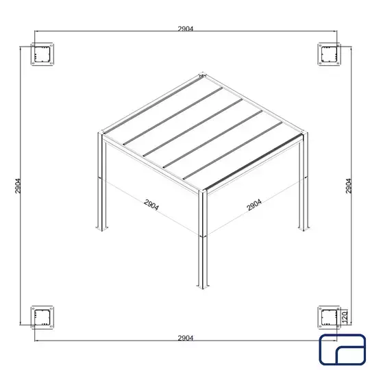 Free Standing Polycarbonate Pergola 3x3m