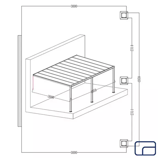 Wall Mounted Polycarbonate Pergola 3x5m