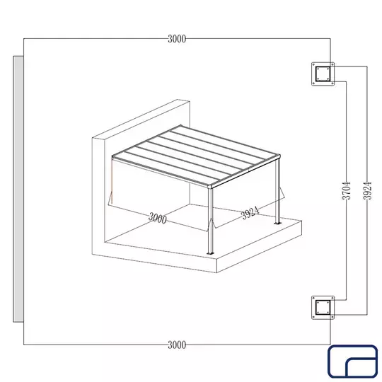 Wall Mounted Polycarbonate Pergola 3x4m