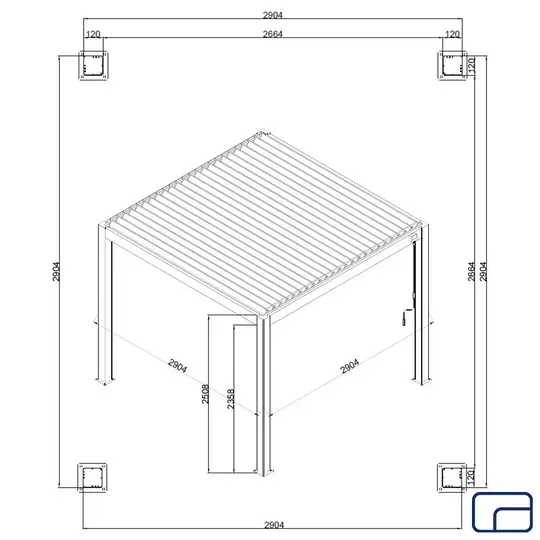 Aluminium Pergola Gazebo Electric 3x3m