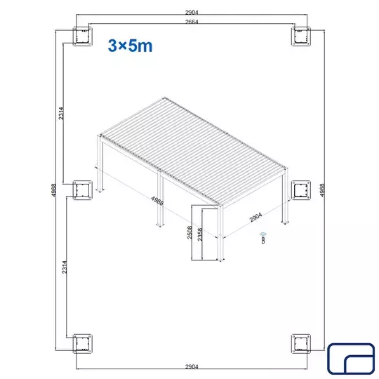 King Pergola Gazebo Electric 3x5m