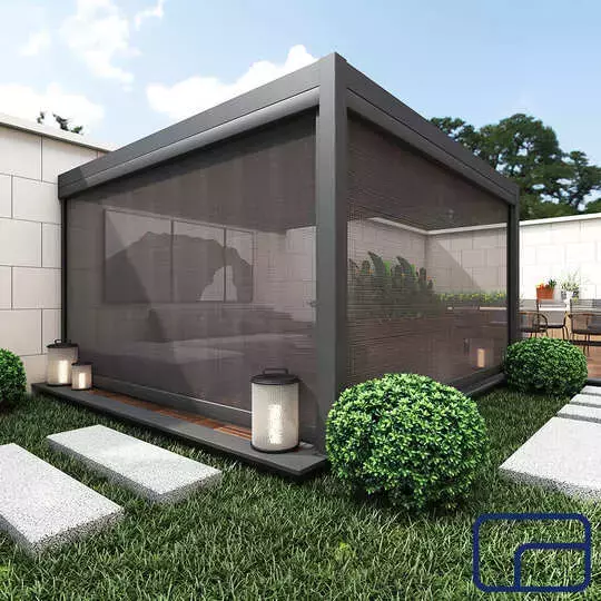 Drop Side Blind for Wall Mounted Pergola Electric 3m
