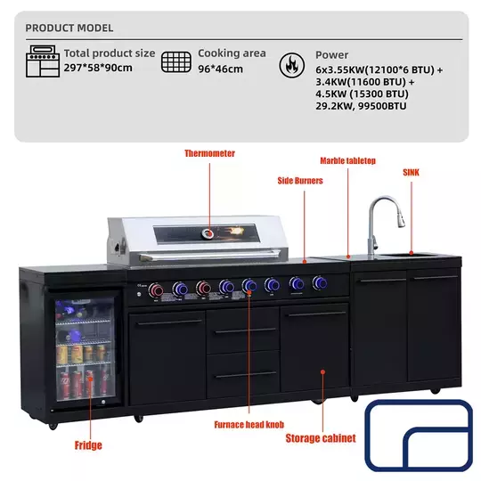 All-in-One Premium Outdoor Kitchen With Fridge