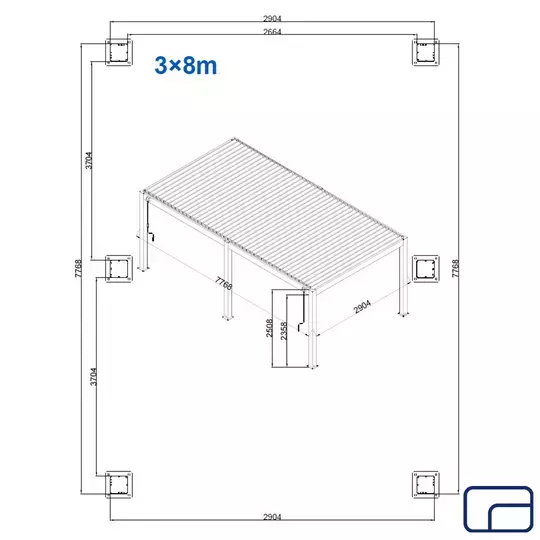 King Pergola Gazebo 3x8m