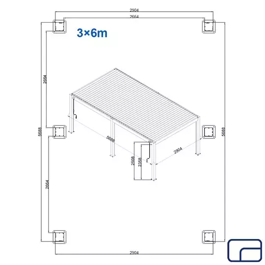 King Pergola Gazebo 3x6m