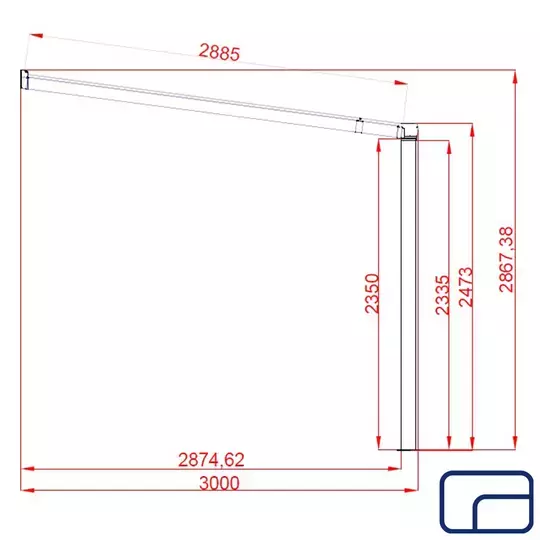 Wall Mounted Polycarbonate Pergola 3x3m