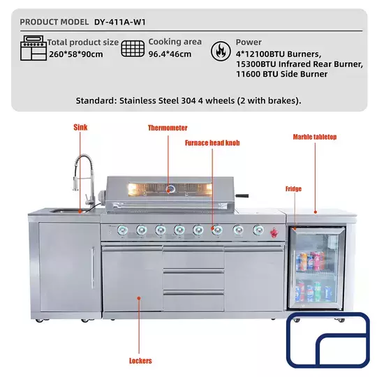 Premium Outdoor Kitchen With Extra Fold-Out Counter