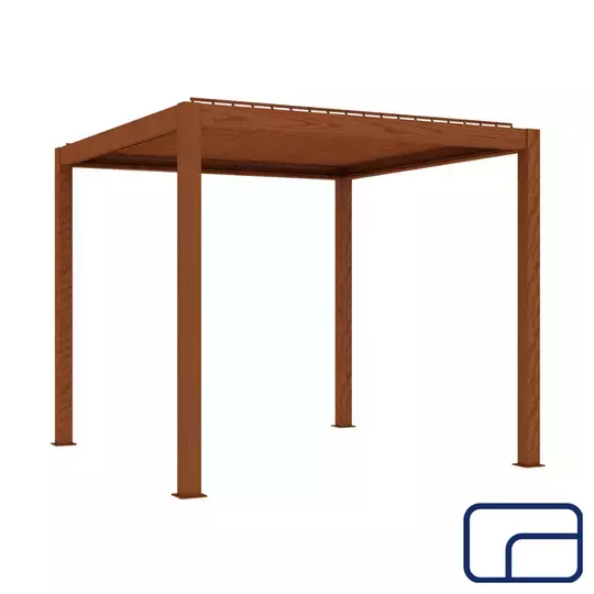 Wood-Effect Free Standing Aluminium Pergola 3x3m